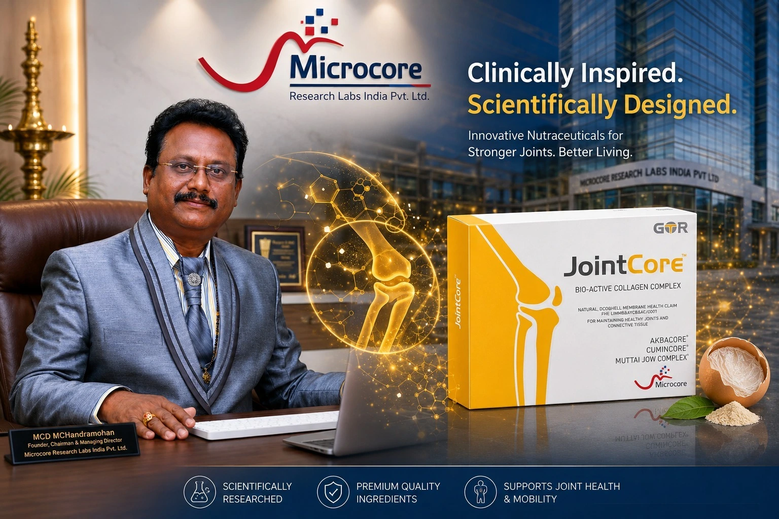 Clinically Validared Nutraceuticals Jointcore compared to Diacerin